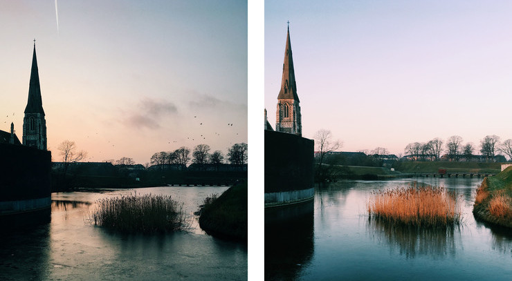 St Alban's ved Kastellet klart og uklar billede